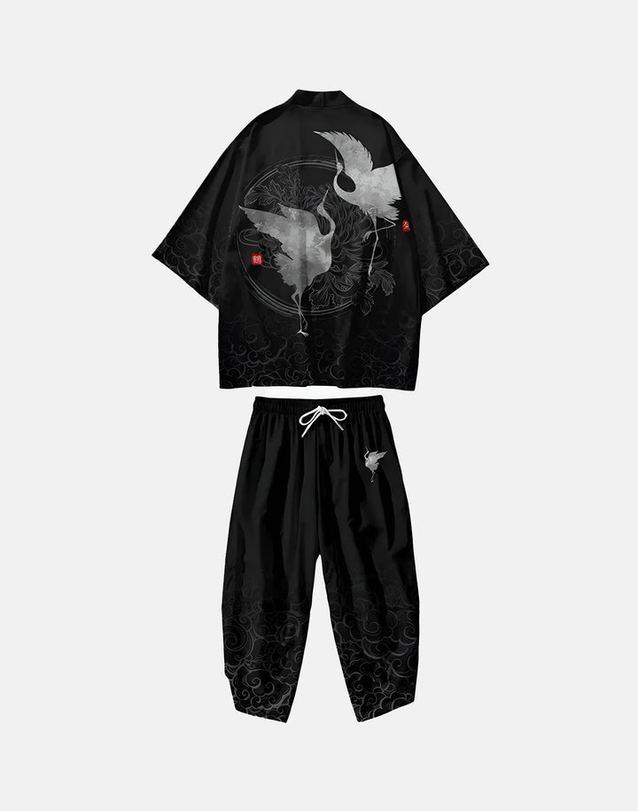 Modern Japanese Kimono Streetwear Style w/ Lace Face Mask