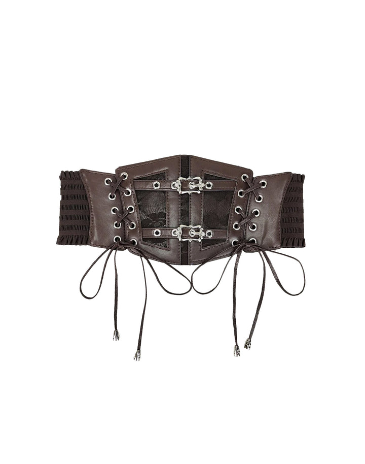 dark kawaii corset in brown color with vintage and goth touch