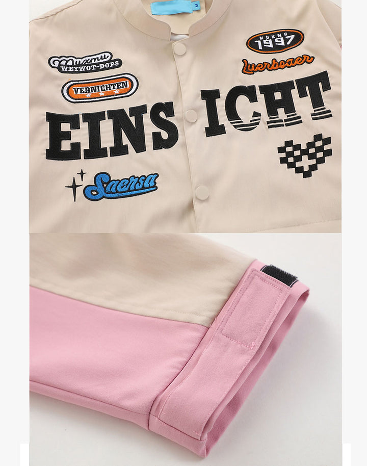close up detail of vintage racing jacket