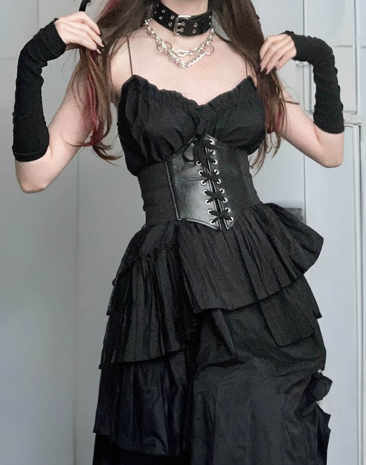 Model Styling the High Waist, Elastic Goth Corset