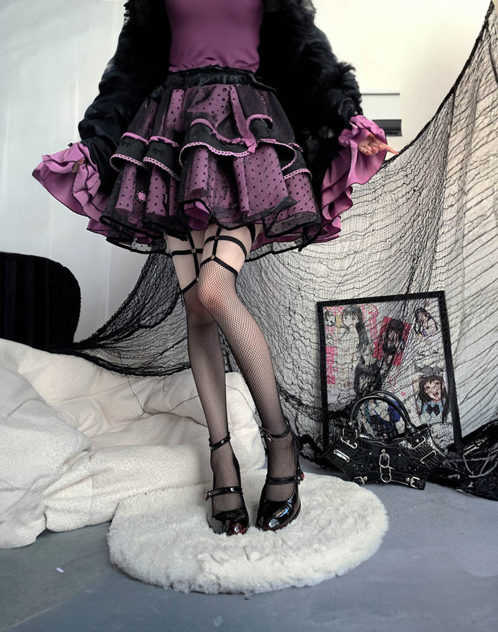 Model Wearing Romantic Goth Shoes with Goth Dress
