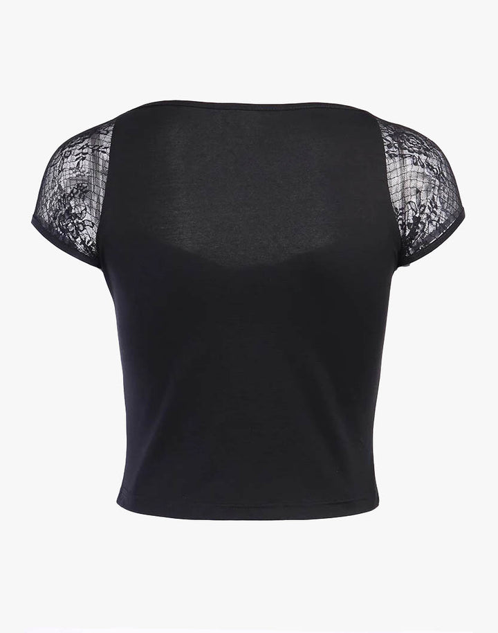the back view of Gothic Bandage Lace Top