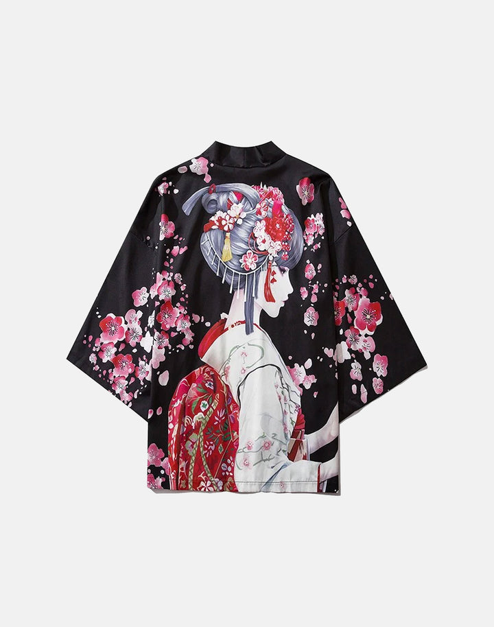 Anime Geisha Print Japanese Haori Jacket For Men's And Women's