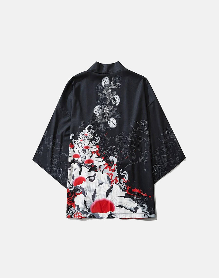 Traditional Floral Print Japanese Kimono Outer - Street Kawaii