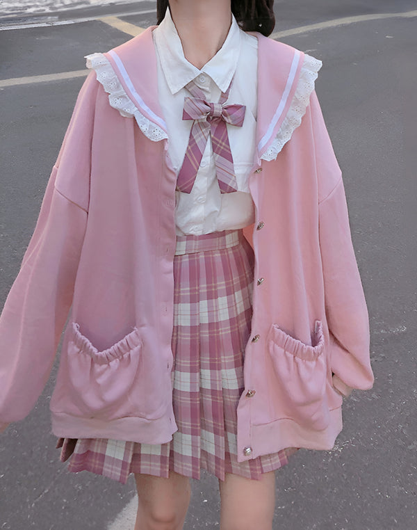 A Model wearing Kawaii Button Up Cardigan