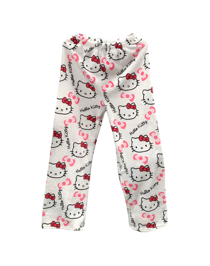 Kitty Fleece Pants in white color