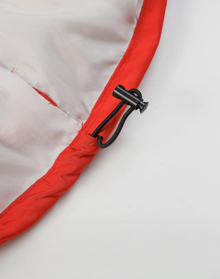 Close-up of the adjustable drawstring on the bottom of the Hello Kitty Puffer Jacket, providing a customizable fit