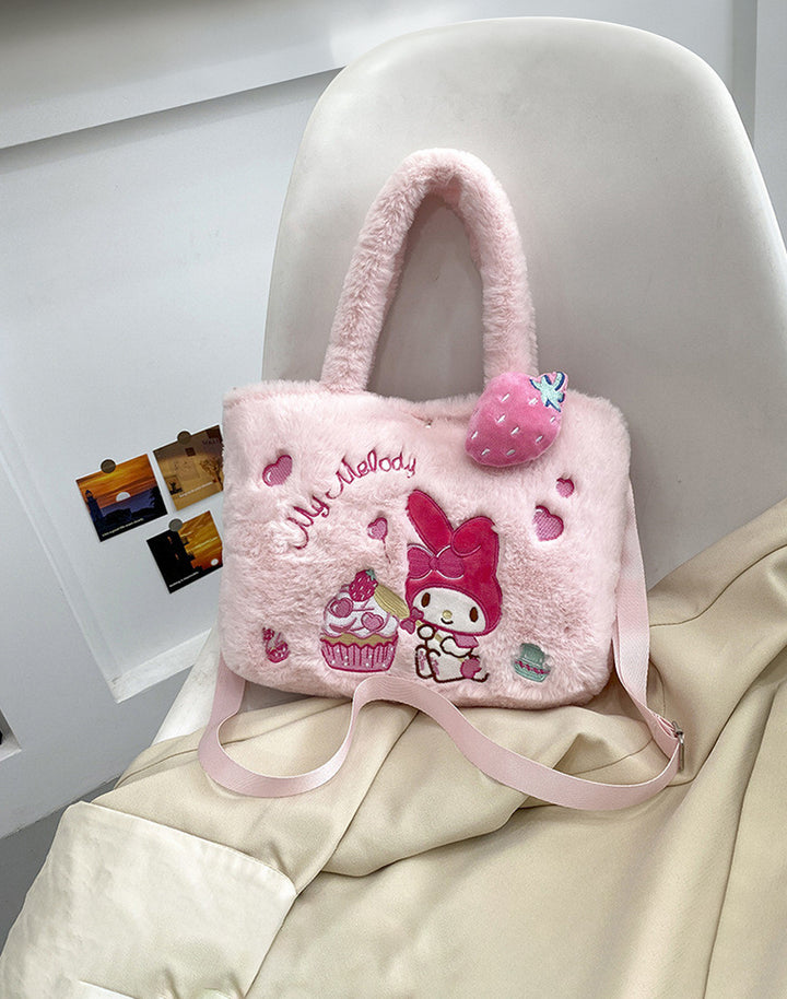 My Melody Sanrio Plush Handbag – Stylish Fluffy Bag for Women's Fashion