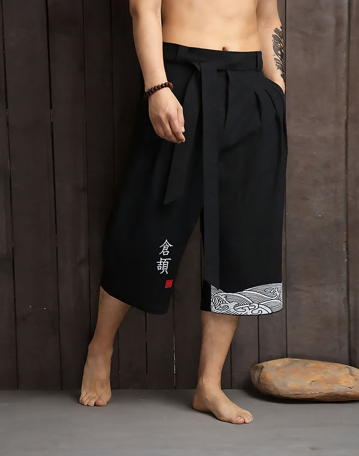 Traditional Asian Pants in Black - Anime Japanese Fashion for Men.