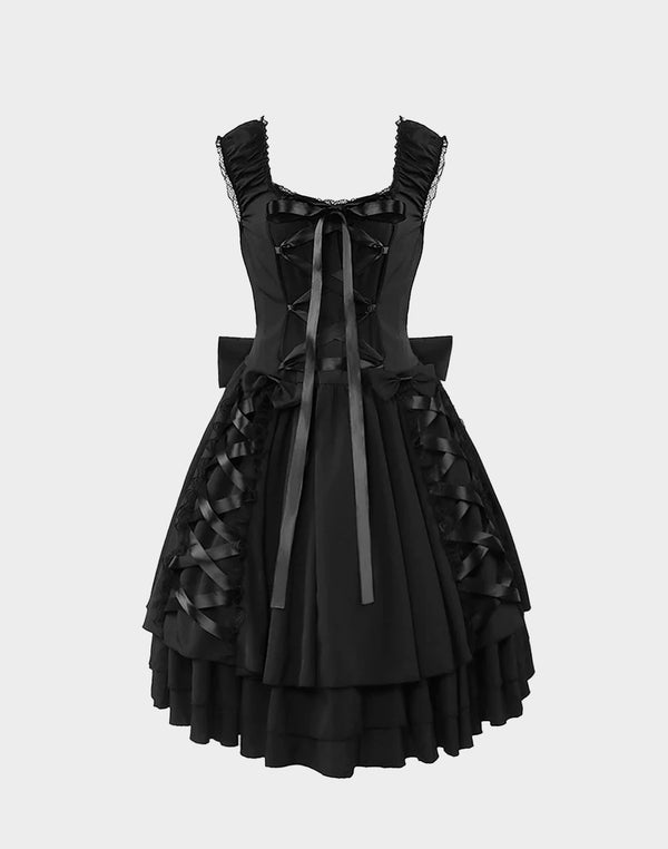 Victorian-Inspired Goth Ruffle Dress