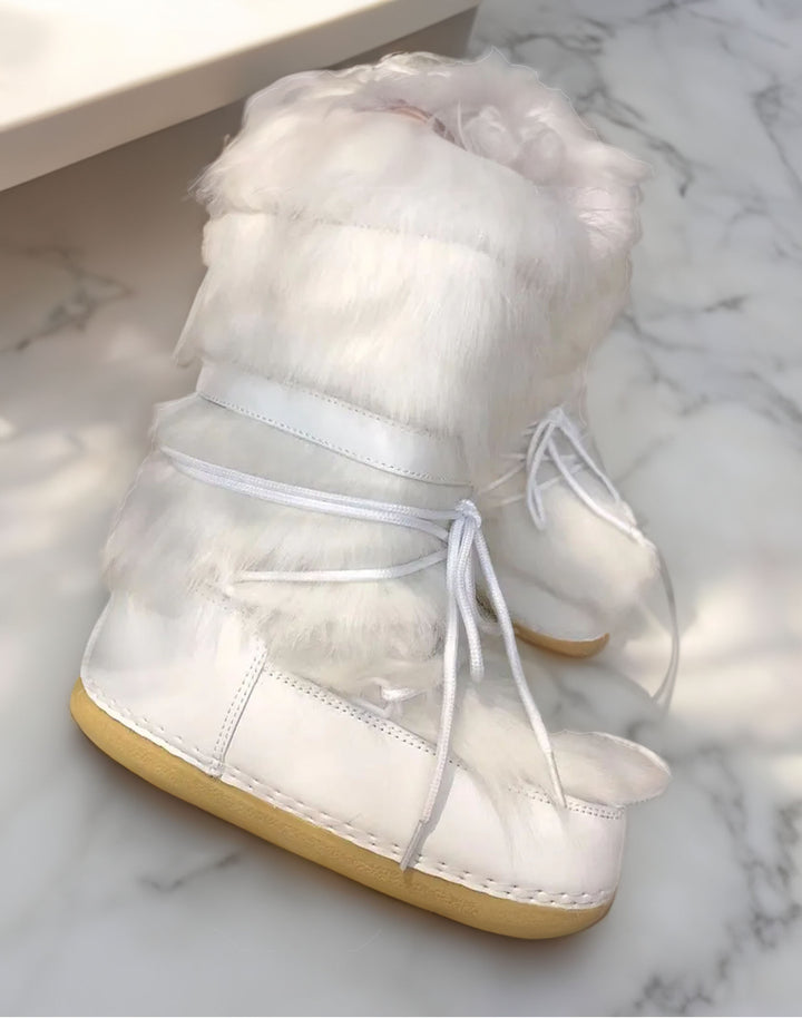 Kawaii Fluffy Snow Boots for Winter Adventures – Low Heel Comfort
