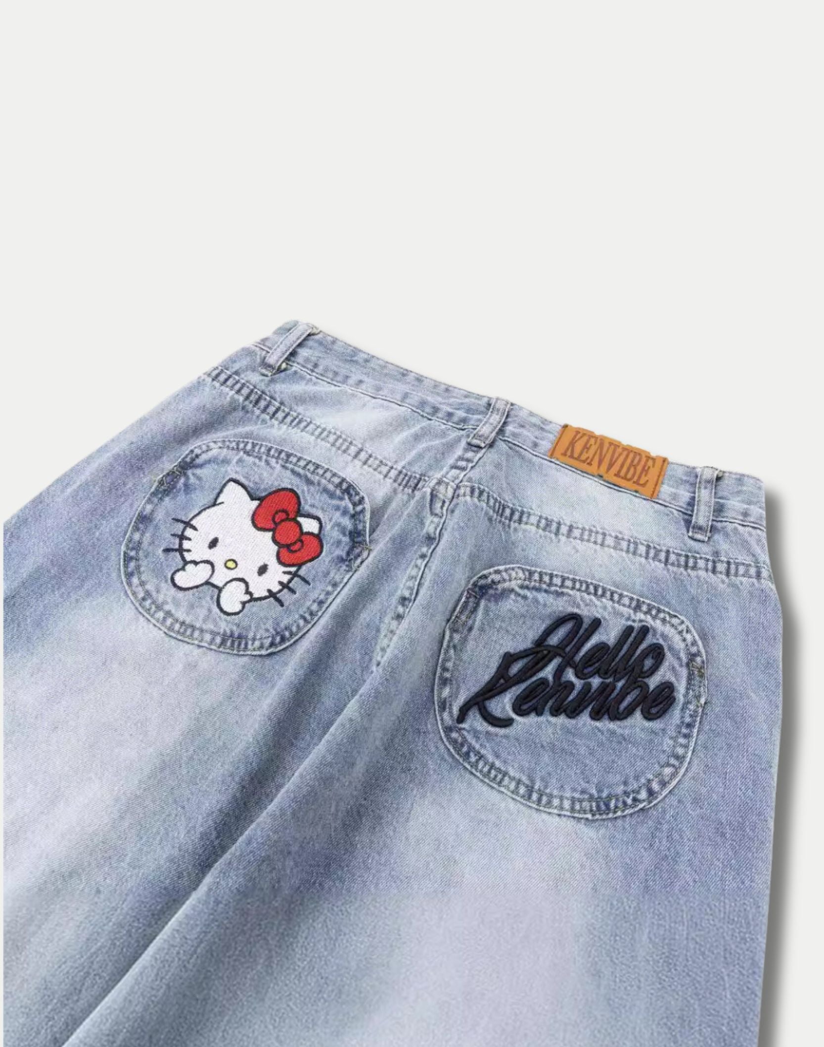 Y2K Hello Kitty Wide Leg Jeans - Street Kawaii