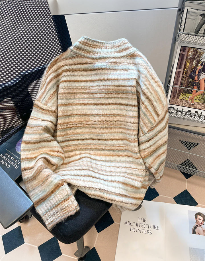 The back view of stripe kawaii sweater for harajuku fashion women's 