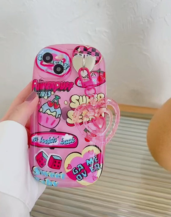 video showing the detail of cartoon y2k phone case