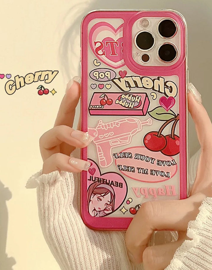 model showing cherry y2k phone case